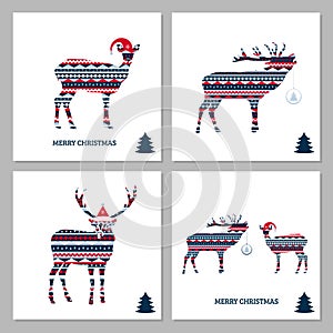Set of deer cards. Merry Christmas
