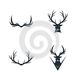 Set of Deer Head logo design template vector. Luxury Deer Hunt logo vector template