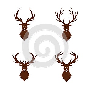 Set of Deer Head logo design template vector. Luxury Deer Hunt logo vector template