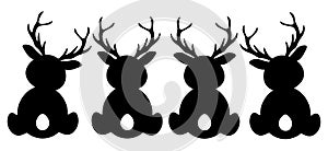 Set deer silhouettes vector illustration