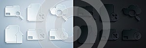 Set Delete folder, Search cloud computing, Upload file document, Unknown, and concept with icon. Vector