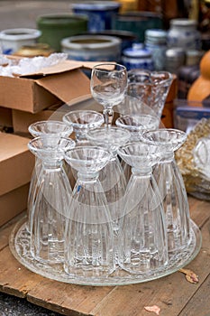 A set of delicate goblets close-up