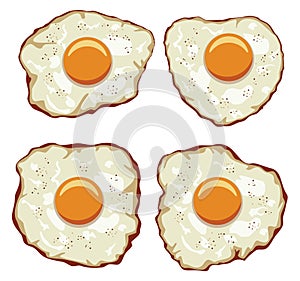 vector set of delicious fried eggs for breakfast