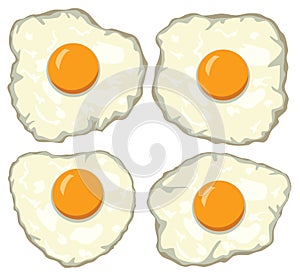 vector set of delicious fried eggs for breakfast