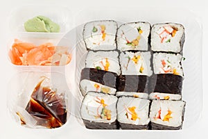 Set of delicious Japanese sushi rolls