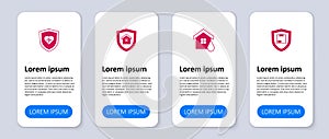 Set Delivery security with shield, House flood, and Life insurance. Business infographic template. Vector