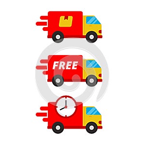 Set of delivery truck icon with flat style