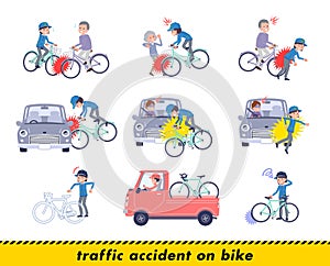 A set of Delivery woman in a bicycle accident