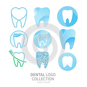 Set of Dental Clinic logo. Heals teeth icon. Dentist office