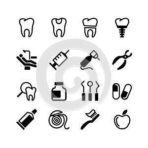 Impostato 16 dentale icone ragnatela 