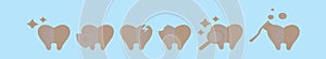 Set of dentist tools cartoon icon design template with various models. vector illustration isolated on blue background