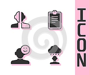 Set Depression and frustration, Bipolar disorder, Good mood and Psychological test icon. Vector