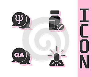 Set Depression, Psychology, Psi, Question and Answer and Sedative pills icon. Vector