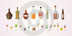 Set design alcohol bottles vector illustration