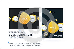 Set of design brochure, abstract annual report, horizontal cover layout, flyer in A4 with vector colourful rounded