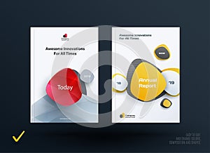 Set of design brochure, abstract annual report, horizontal cover layout, flyer in A4 with vector colourful rounded