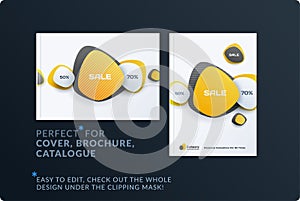 Set of design brochure, abstract annual report, horizontal cover layout, flyer in A4 with vector colourful rounded