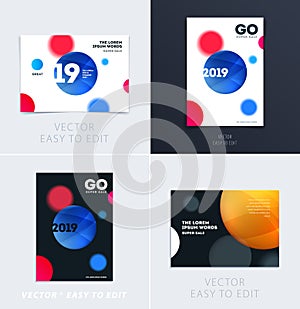 Set of Design of brochure soft template cover. Colourful modern abstract, annual report with shapes for branding.