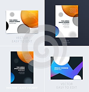 Set of Design of brochure soft template cover. Colourful modern abstract, annual report with shapes for branding.