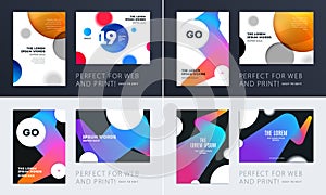 Set of Design of brochure soft template cover. Colourful modern abstract, annual report with shapes for branding.