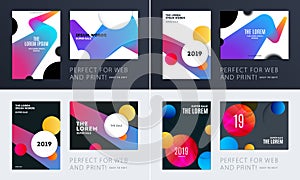 Set of Design of brochure soft template cover. Colourful modern abstract, annual report with shapes for branding.