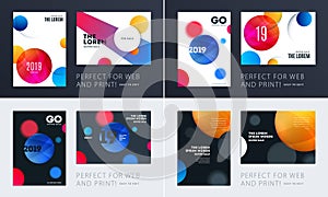 Set of Design of brochure soft template cover. Colourful modern abstract, annual report with shapes for branding.