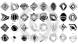 Set of design elements in grunge style. Irregular shapes and rough edges. Clipart for website or t-shirt