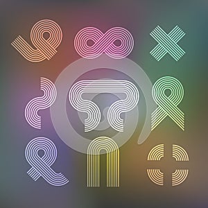 Set of design elements in the style of 60 `s. Abstract Infinity sign photo