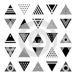 Set of Design Elements in Triangle Shape. Abstract Geometric Triangular Icons