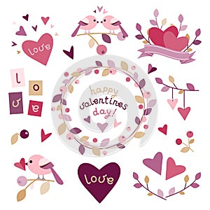 Set of design elements for Valentine`s day