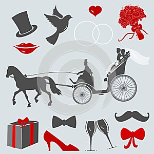Set of design elements for wedding cards and invitations. eps 10 vector