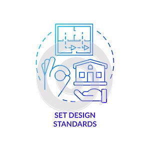 Set design standards blue gradient concept icon