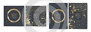 Set of design templates with golden texture background..Suitable for wedding invitations, VIP events and parties, covers,