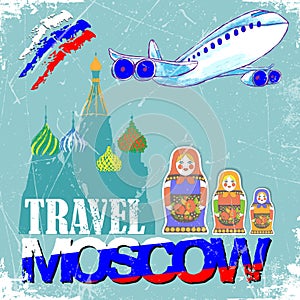 Set for design, travel to Moscow. vector illustration