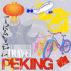 Set for design travel to Peking. vector illustration