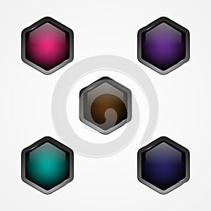 Set design vector hexagon button for web button icon