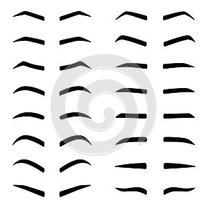 Set of designes of eyebrows, vector illustration photo