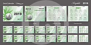 Set Desk Calendar 2019 template design vector, Calendar 2020, 2021, 2022, 2023, cover design, Set of 12 Months, Week starts