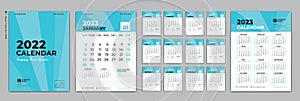 Set Desk calendar 2022 design, Calendar 2022 template and Set of 12 Months, Calendar 2023 design poster, wall calendar 2022