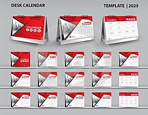 Set Desk Calendar 2025 template and desk calendar 3d mockup, Calendar 2026-2027 template, Stationery, planner, wall calendar 2025