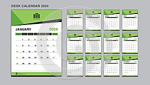 Planner design, Set Desk Calendar 2024 template Vector, wall calendar 2024 year, Week Start On Sunday photo