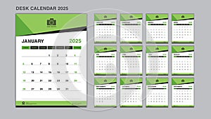 Planner design, Set Desk Calendar 2025 template Vector, wall calendar 2025 year, Week Start On Sunday, Stationery photo