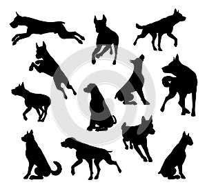 Dog Silhouettes Animal Set