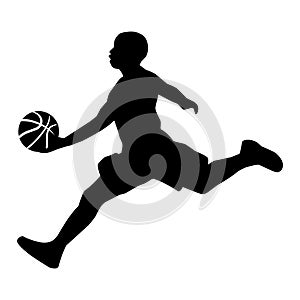 A set of detailed silhouette basketball players in lots of different poses