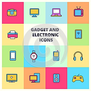 Set of device icons with a colorful design