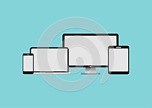 Set of device mockup template icon flat design for web. Vector illustration