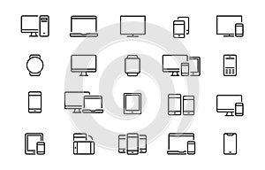 Set of devices web icons Editable vector stroke