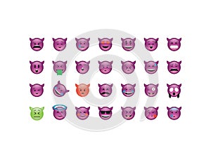 Set of devil emoticon