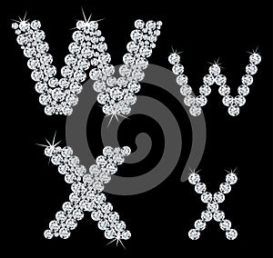 Set of diamond alphabetic letters . Vector