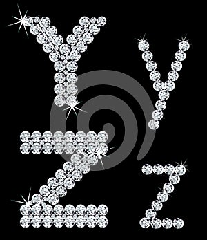 Set of diamond alphabetic letters . Vector